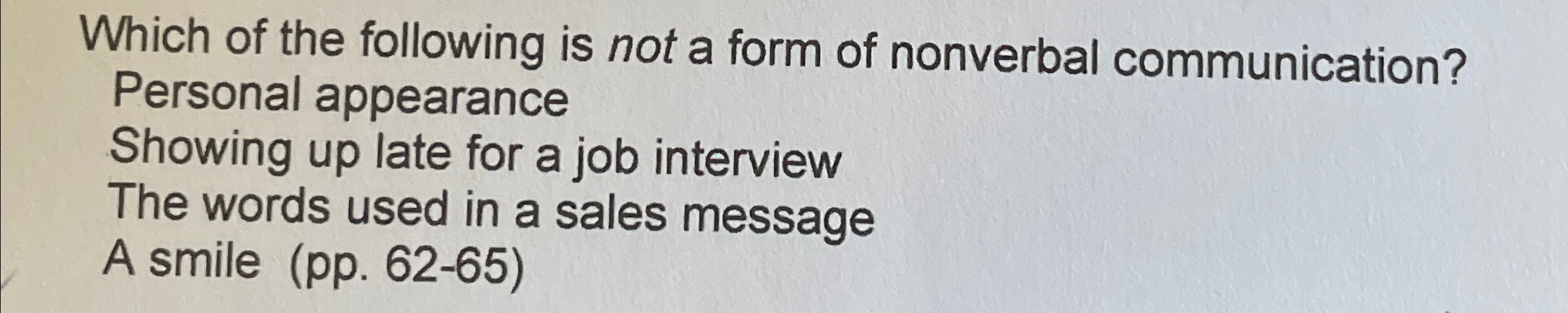 Solved Which of the following is not a form of nonverbal | Chegg.com