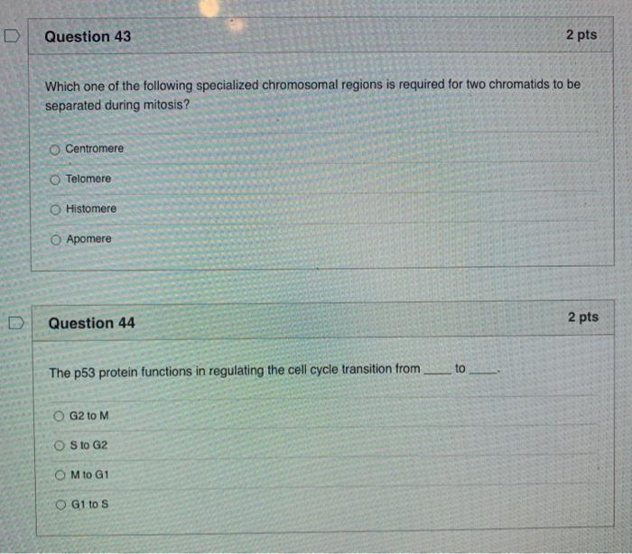Solved Question 43 2 pts Which one of the following | Chegg.com