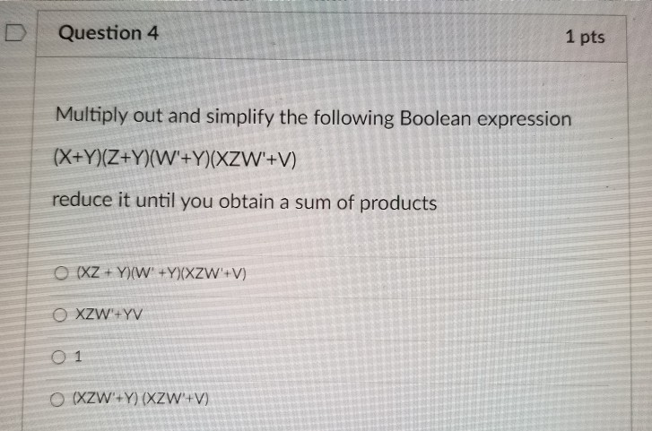 Solved Question 4 1 Pts Multiply Out And Simplify The | Chegg.com