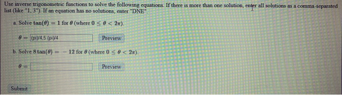 Solved Use inverse trigonometric functions to solve the | Chegg.com