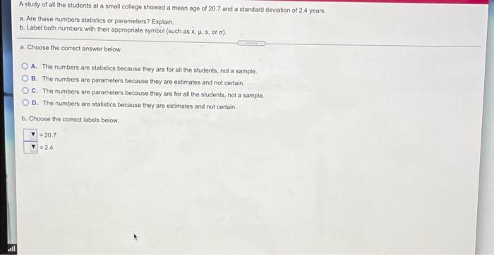Solved A study of all the students at a small college showed | Chegg.com