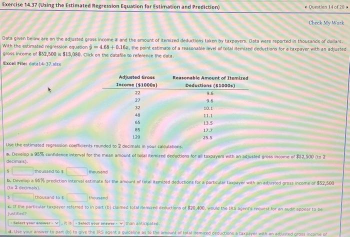 Solved Data Given Below Are On The Adjusted Gross Income X | Chegg.com