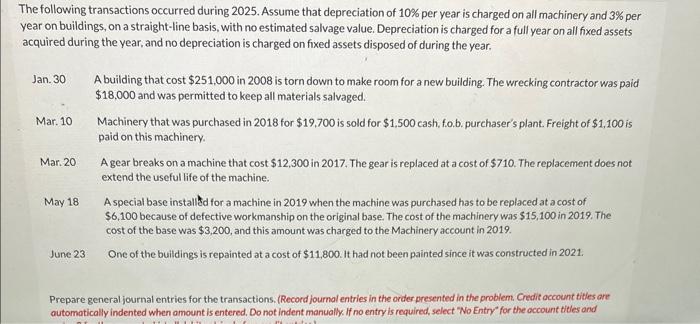 Solved The following transactions occurred during 2025. | Chegg.com