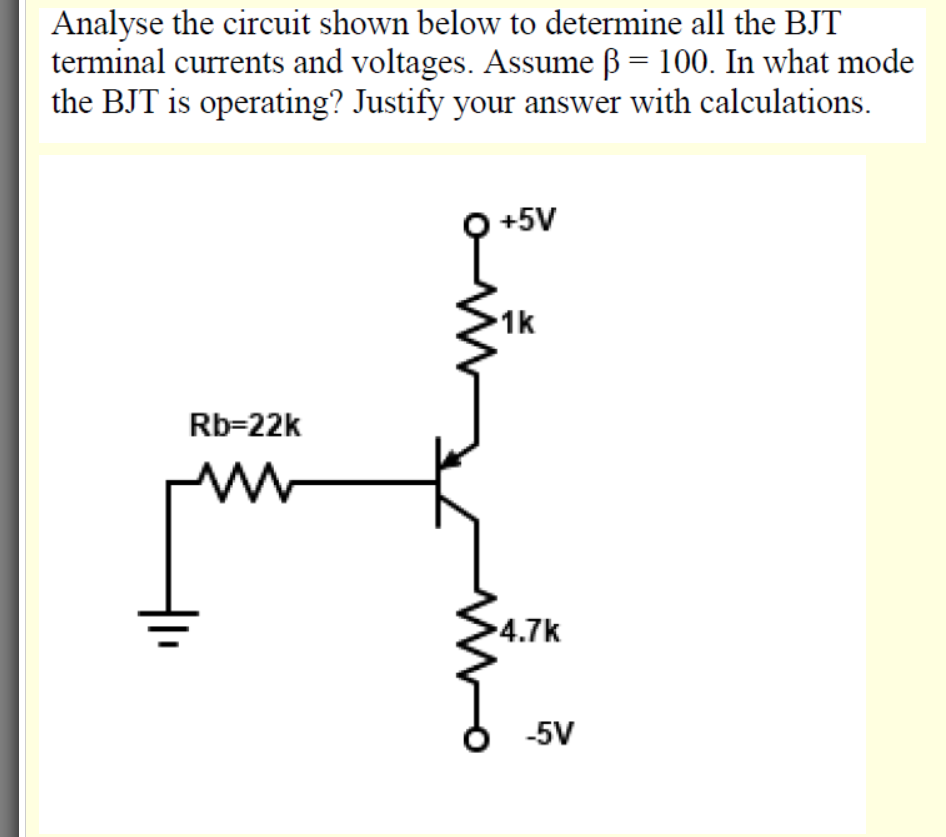 Solved Analyse the circuit shown below to determine all the | Chegg.com