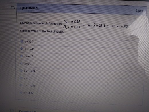Solved D Question 1 1 pts Given the following information: | Chegg.com