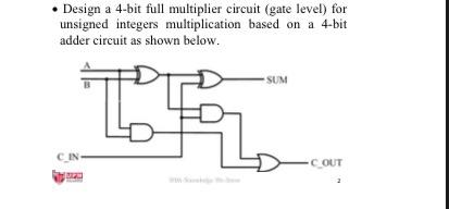 Solved Design a 4-bit full multiplier circuit (gate level) | Chegg.com