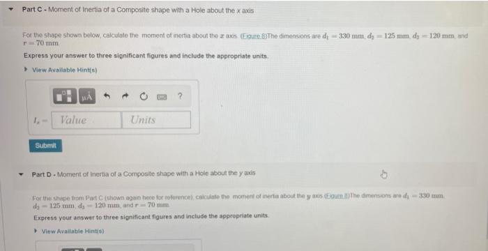 Solved Part C-Moment Of Inertia Of A Composite Shape With A | Chegg.com