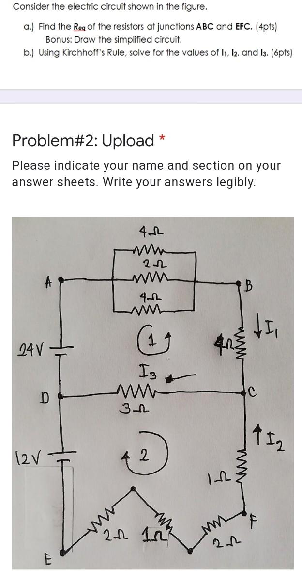 Solved Consider the electric circuit shown in the figure. | Chegg.com