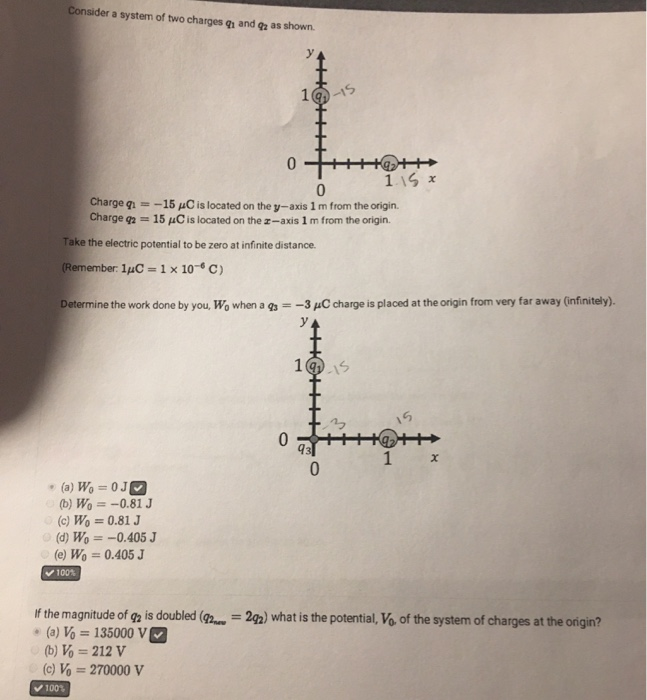 Solved Consider A System Of Two Charges Q1 And 92 As Show Chegg Com