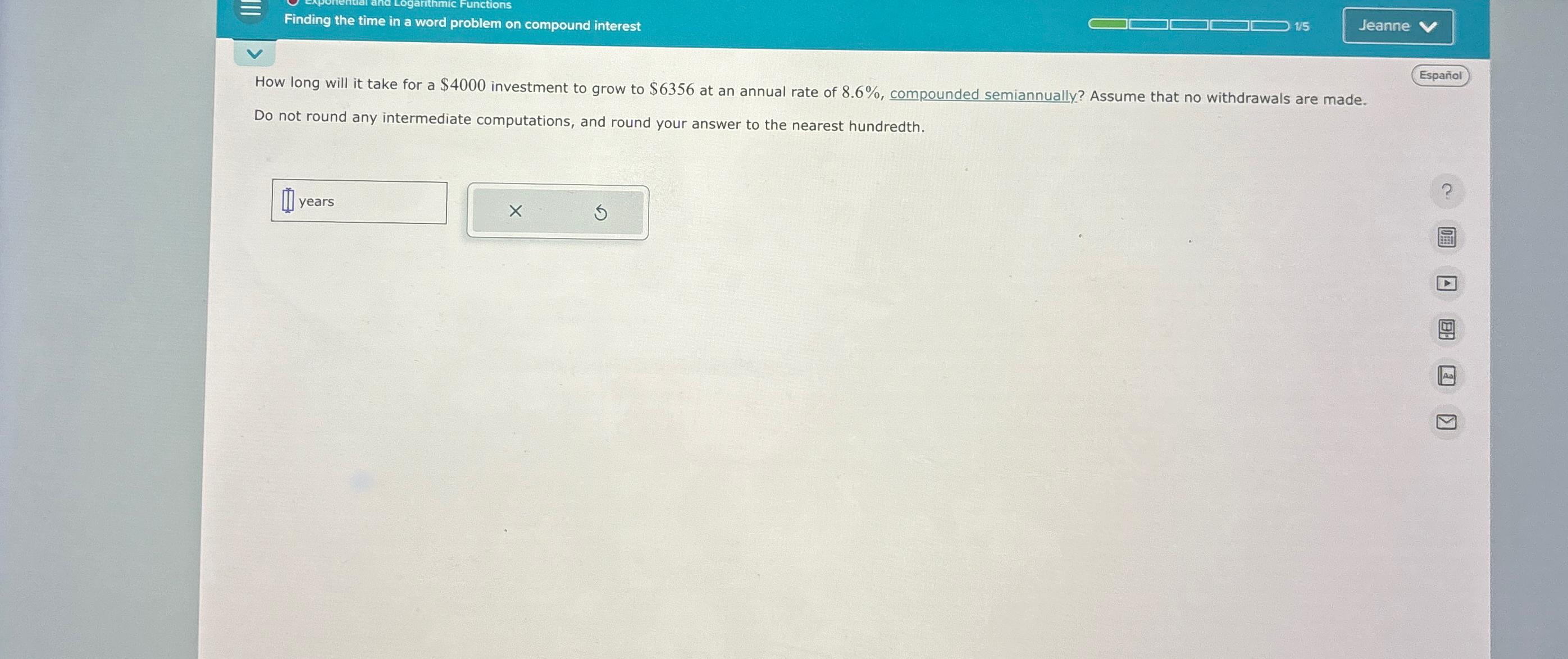 Solved Finding the time in a word problem on compound | Chegg.com