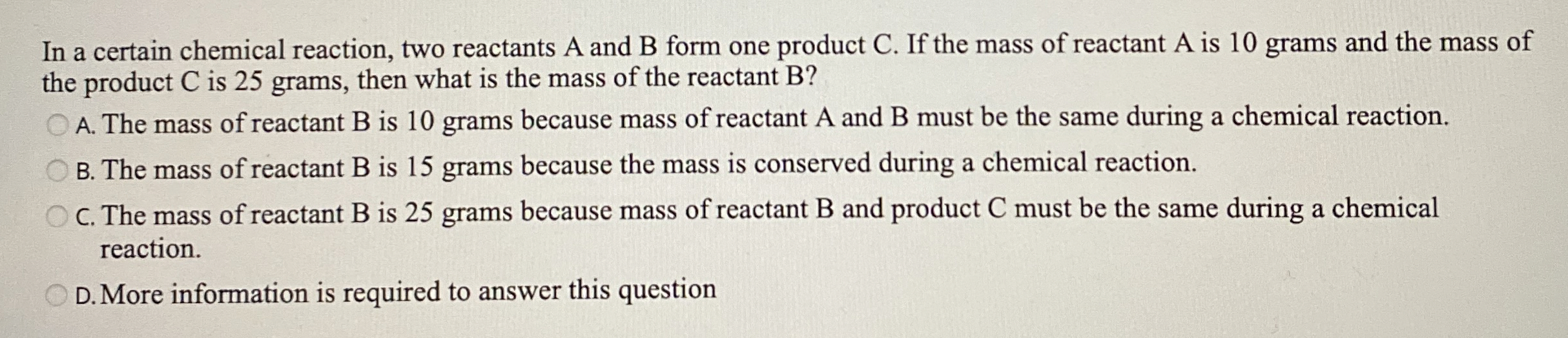 Solved In a certain chemical reaction, two reactants A and B | Chegg.com
