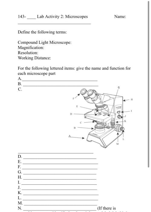 Solved 143- Lab Activity 2: Microscopes Define the following | Chegg.com