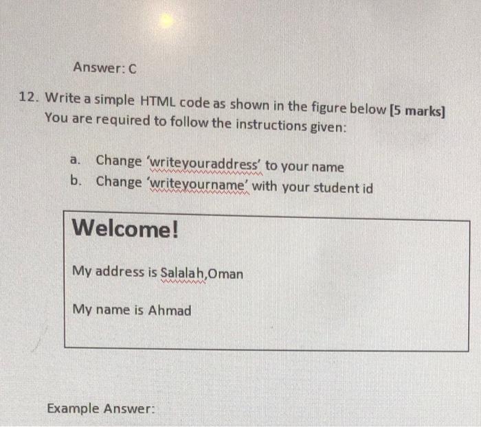 Solved Write a simple HTML code as shown in the figure below | Chegg.com