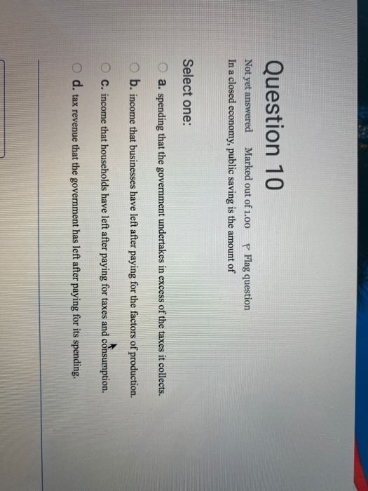 Solved Question 10 Not yet answered Marked out of 1.00 p | Chegg.com