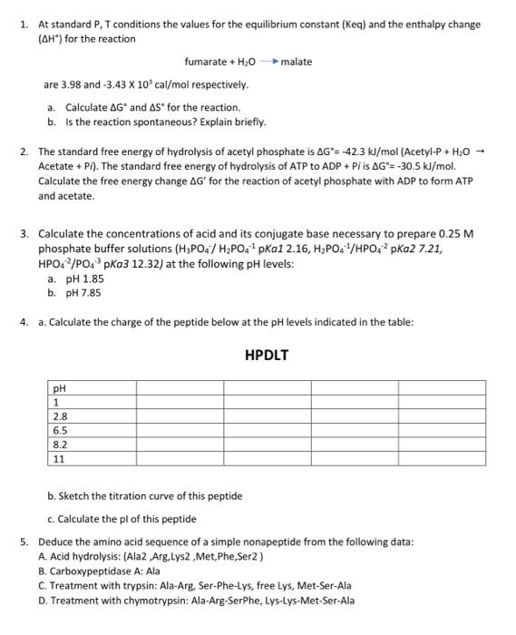 1. At standard P. T conditions the values for the | Chegg.com