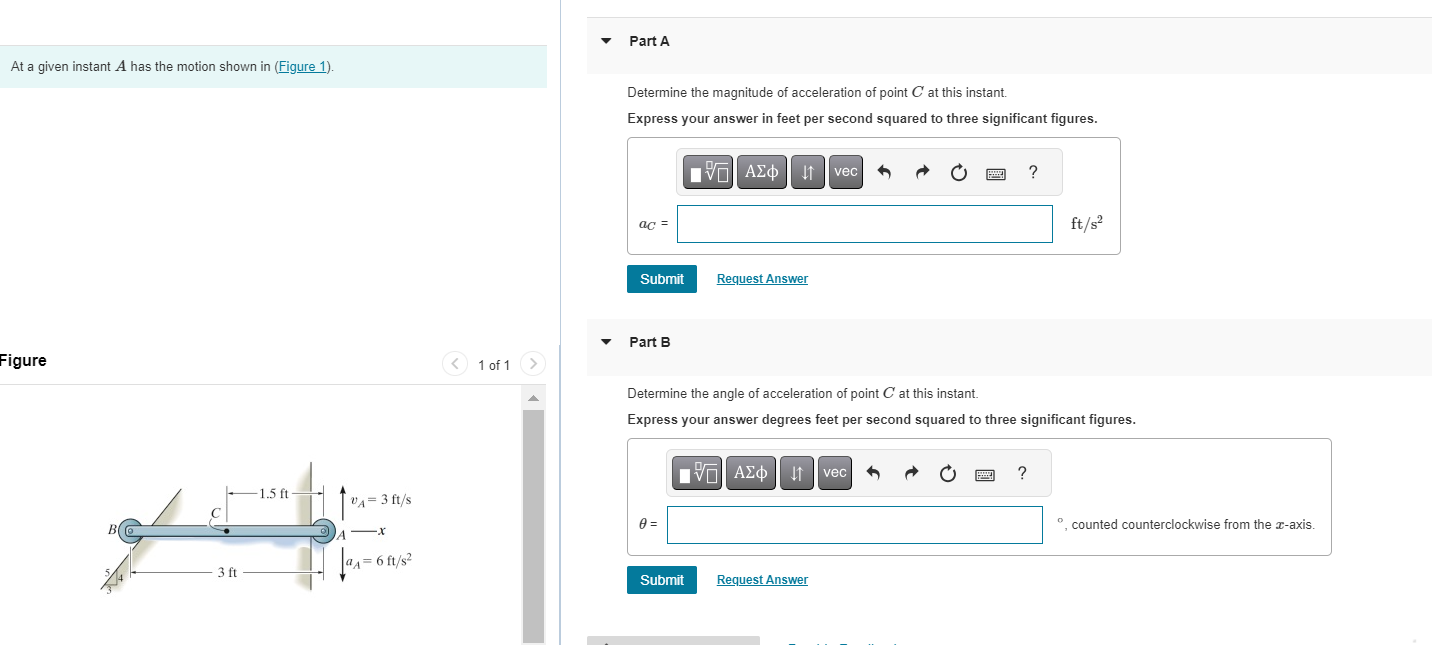 Solved At a given instant A has the motion shown in (Figure | Chegg.com