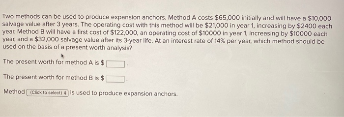 Solved Two methods can be used to produce expansion anchors. | Chegg.com