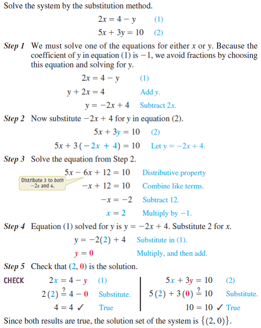 Solved: Solve each system by the substitution method. Check eac ...