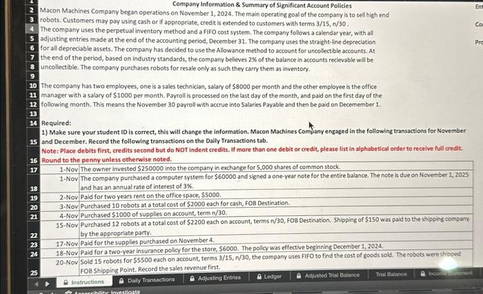 Solved Company Information \& Summary of Significant Account | Chegg.com