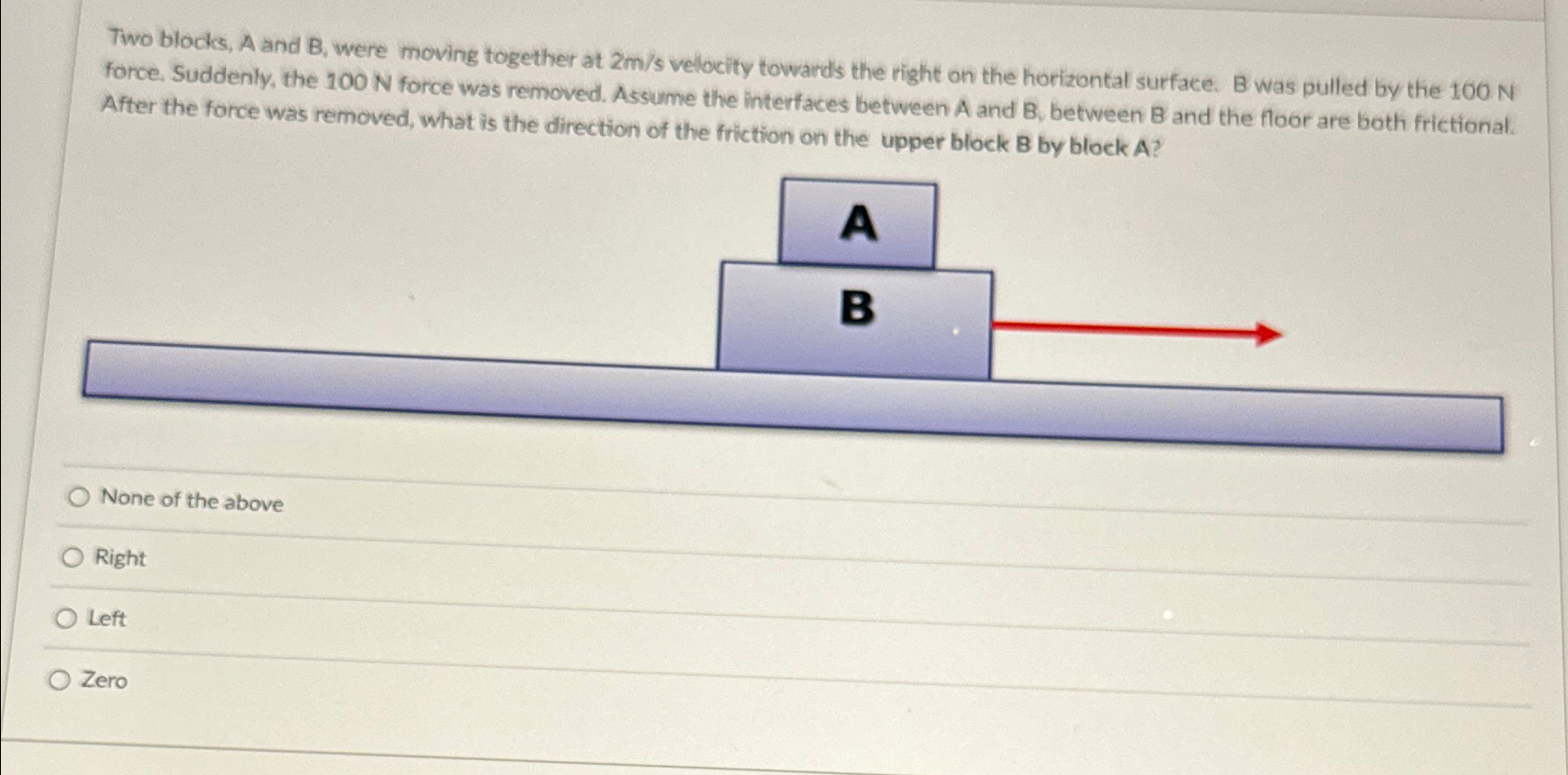 Solved Two blocks, A and B, ﻿were moving together at 2ms | Chegg.com