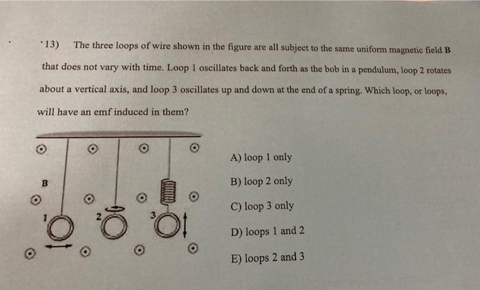 Solved *13) The three loops of wire shown in the figure are | Chegg.com