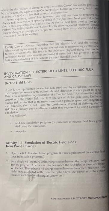 Pre Lab Preparation Sheet For Lab Electric Fields Chegg Com