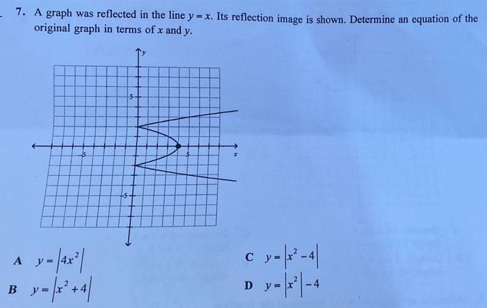Solved 7 A Graph Was Reflected In The Line Y X Its Chegg Com