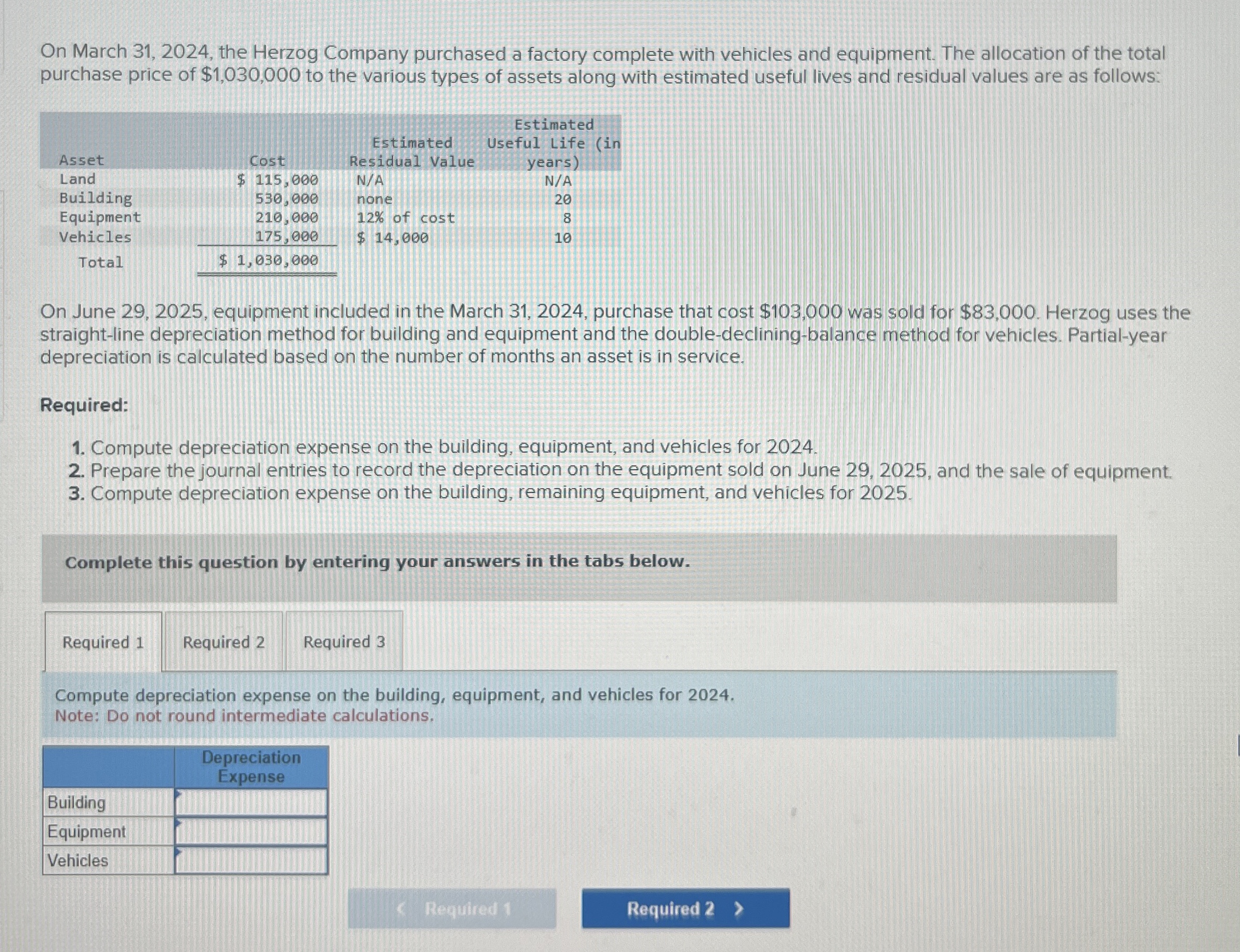 Solved On March 31, 2024, ﻿the Herzog Company purchased a