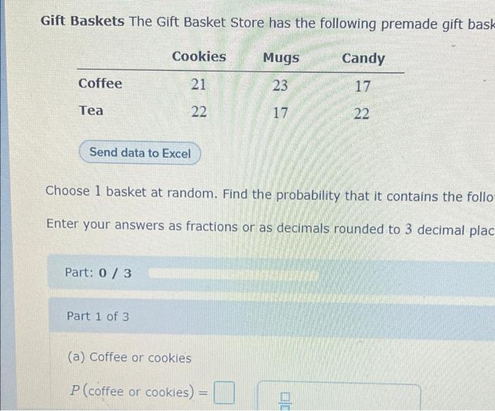 Gift Baskets The Gift Basket Store has the following