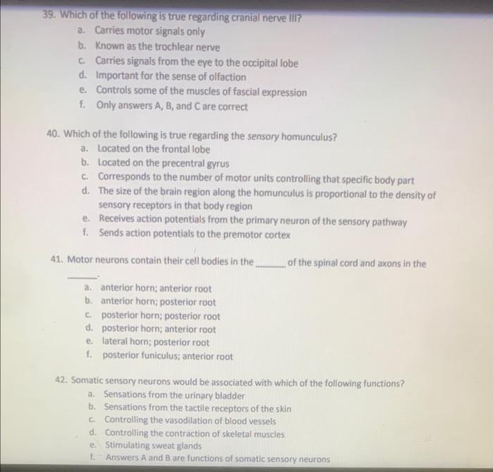 Solved 39. Which of the following is true regarding cranial | Chegg.com