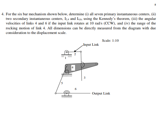 Solved 4. For the six bar mechanism shown below, determine | Chegg.com