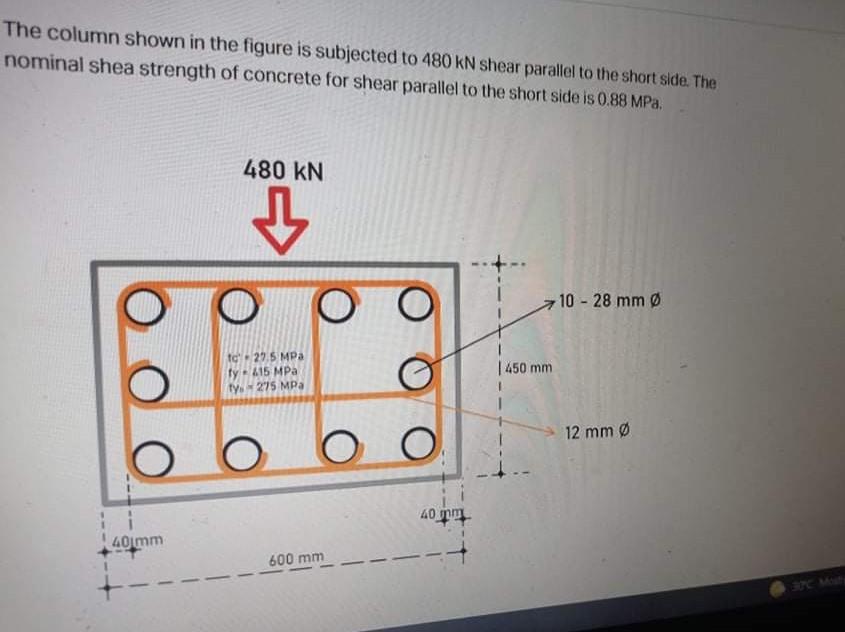 Solved The column shown in the figure is subjected to 480 KN