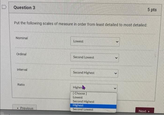 Solved D Question 3 5 pts Put the following scales of | Chegg.com