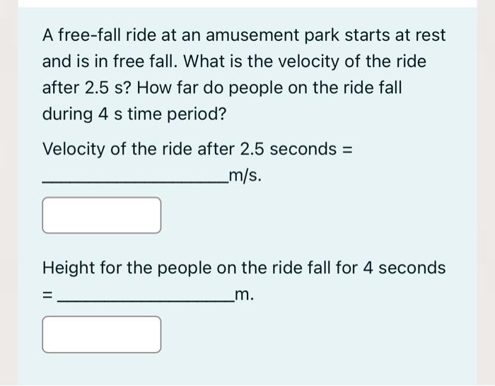 Solved A free-fall ride at an amusement park starts at rest | Chegg.com