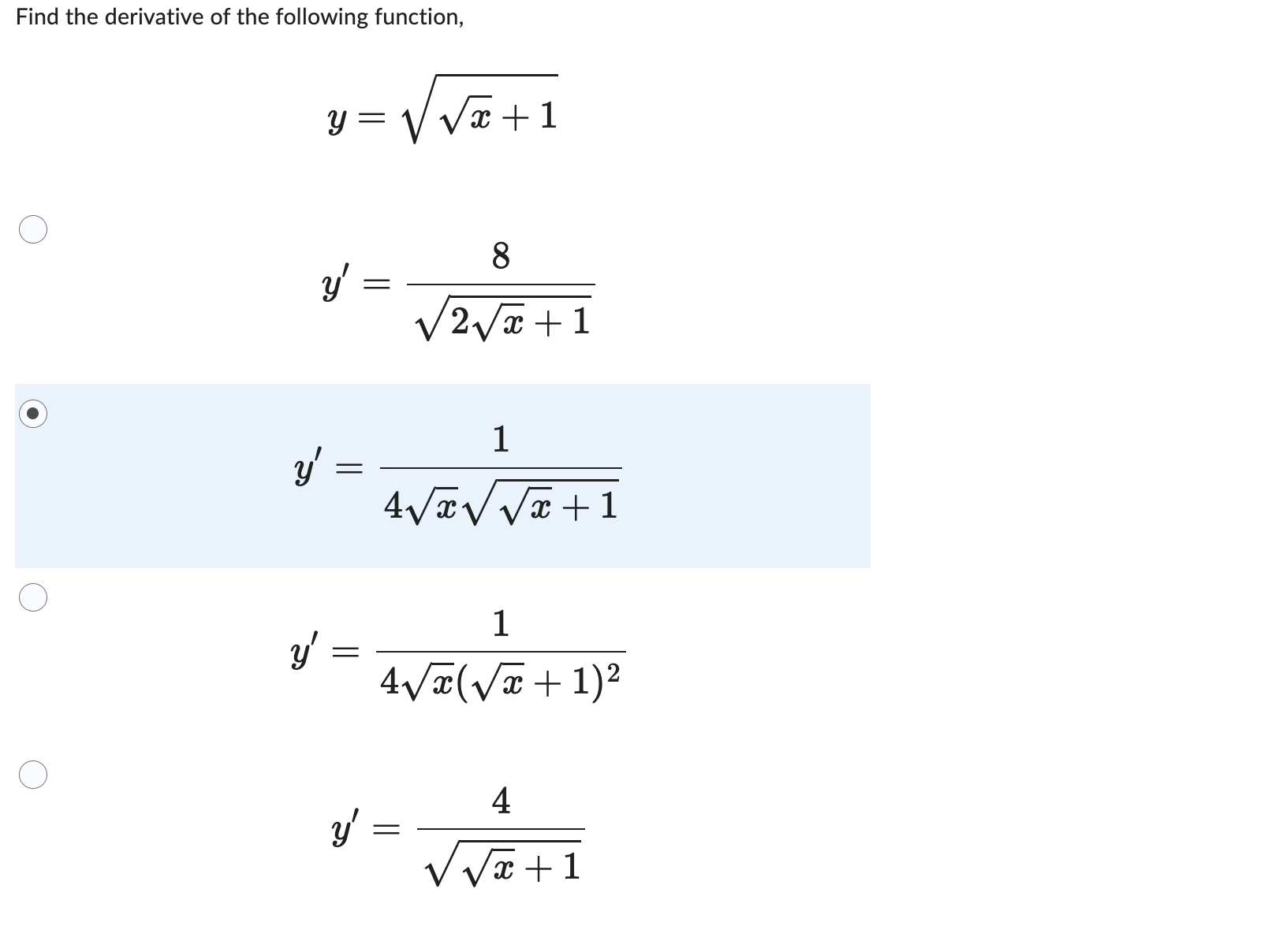 derivative of 1 sqrt x 2 4