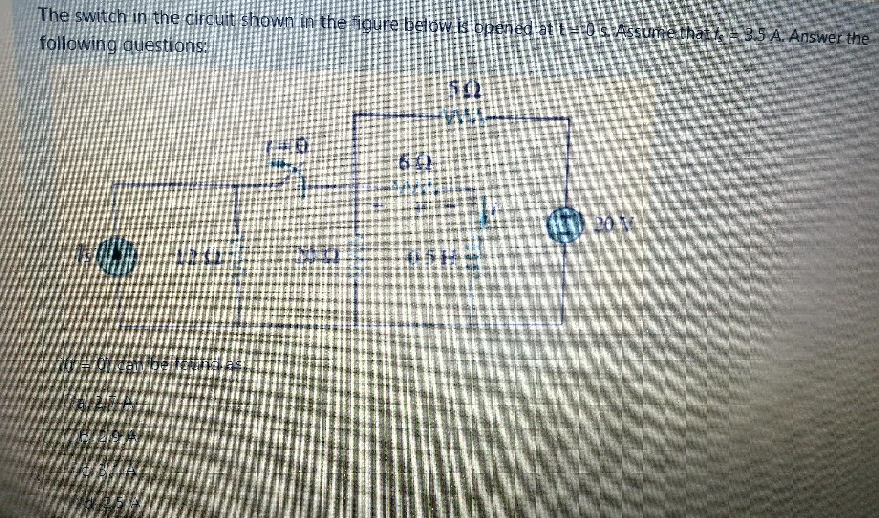 Solved The switch in the circuit shown in the figure below | Chegg.com