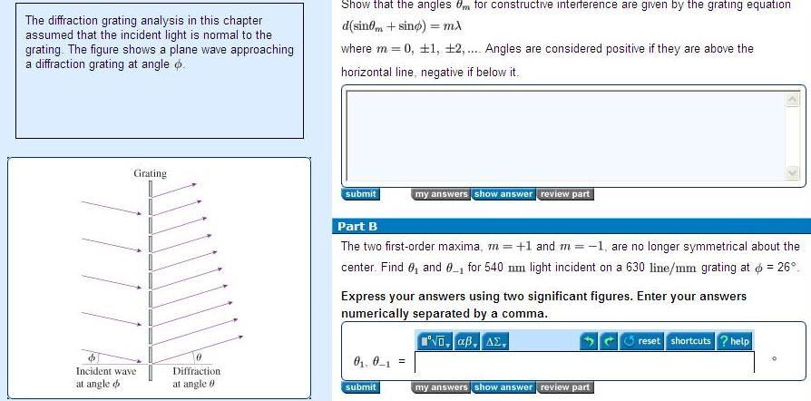 Solved The diffraction grating analysis in this chapter | Chegg.com