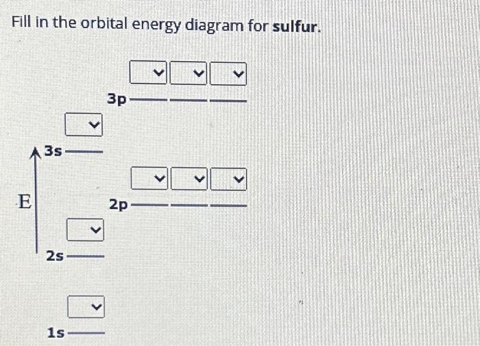 Solved Fill in the orbital energy diagram for sulfur. 3s 2s | Chegg.com