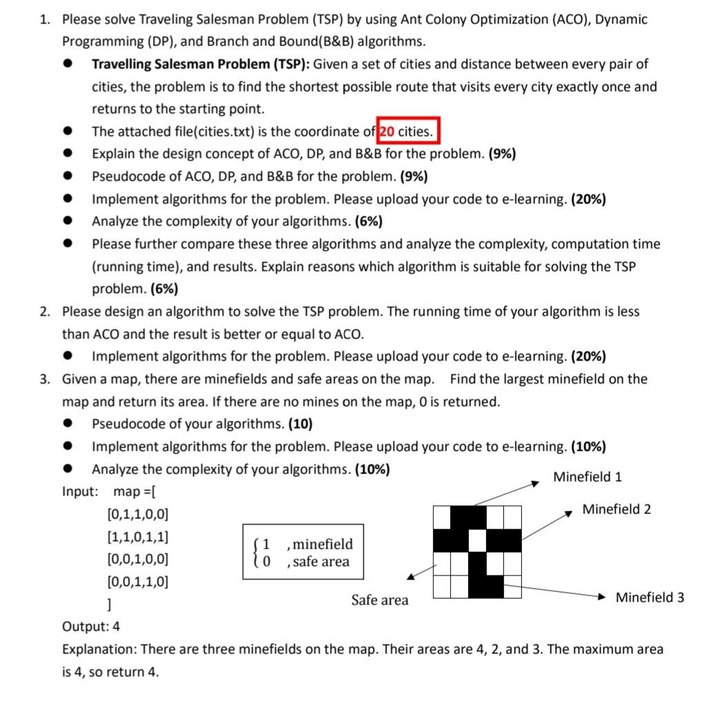 Solved 1. Please Solve Traveling Salesman Problem (TSP) By | Chegg.com