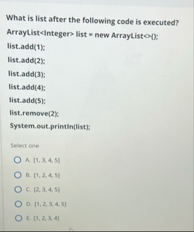 Solved What is list after the following code is | Chegg.com