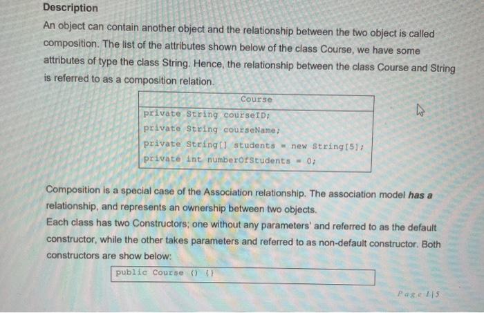 Solved Description An object can contain another object and | Chegg.com