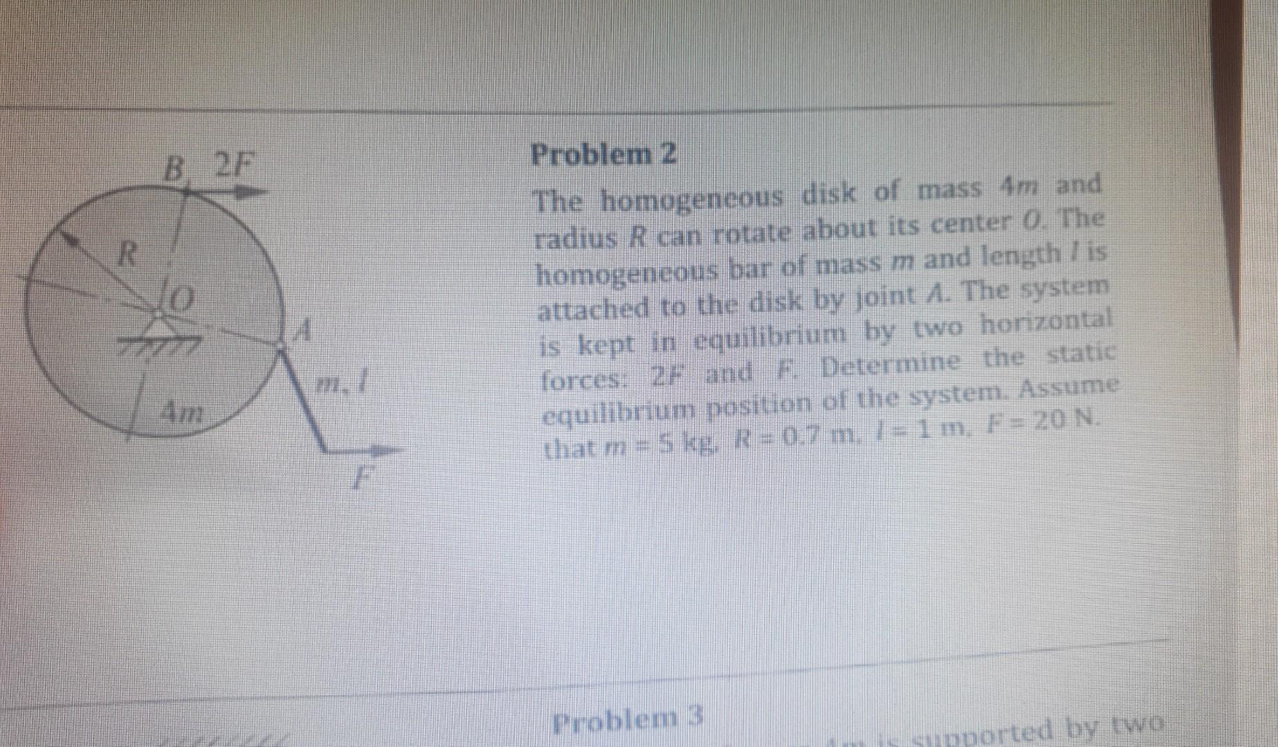 Solved Problem 2 The Homogeneous Disk Of Mass 4m And Radius