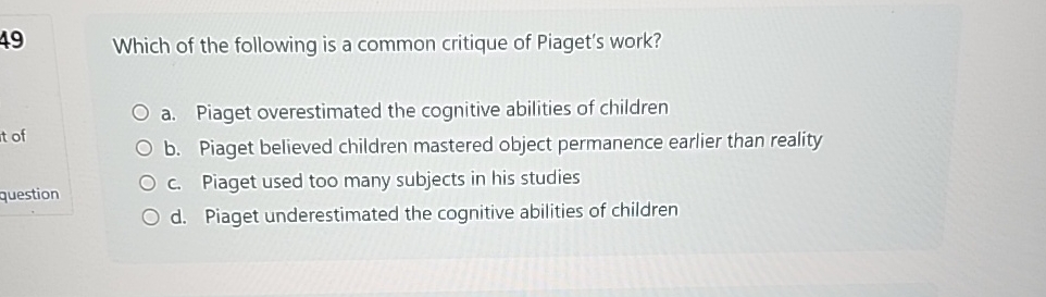 Piaget underestimated shop children's abilities