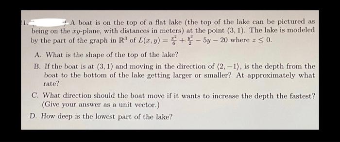 Solved 11. A boat is on the top of a flat lake (the top of | Chegg.com