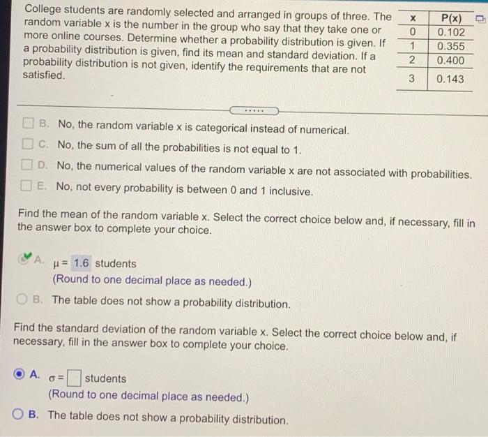 Solved College students are randomly selected and arranged