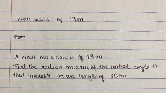 find the circumference of a circle with a radius of 13