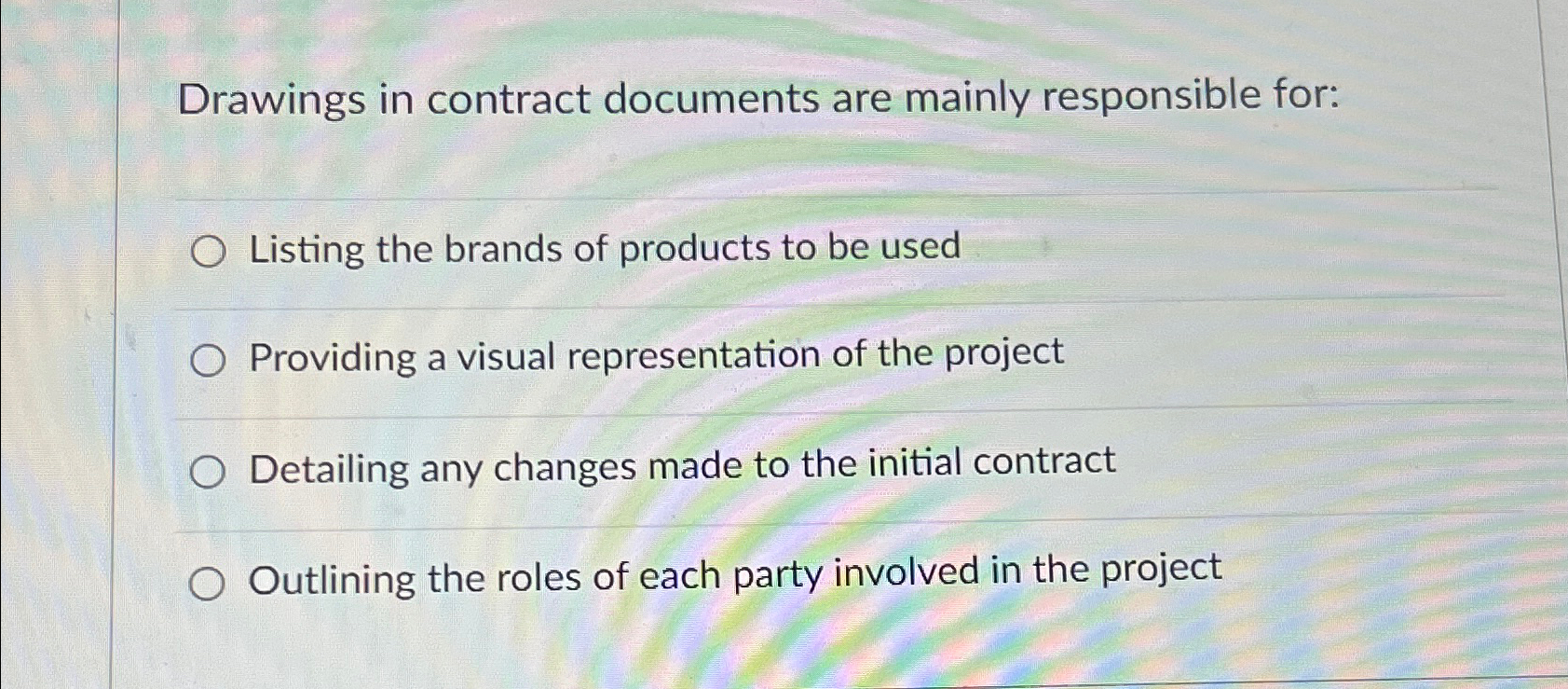 Solved Drawings in contract documents are mainly responsible | Chegg.com