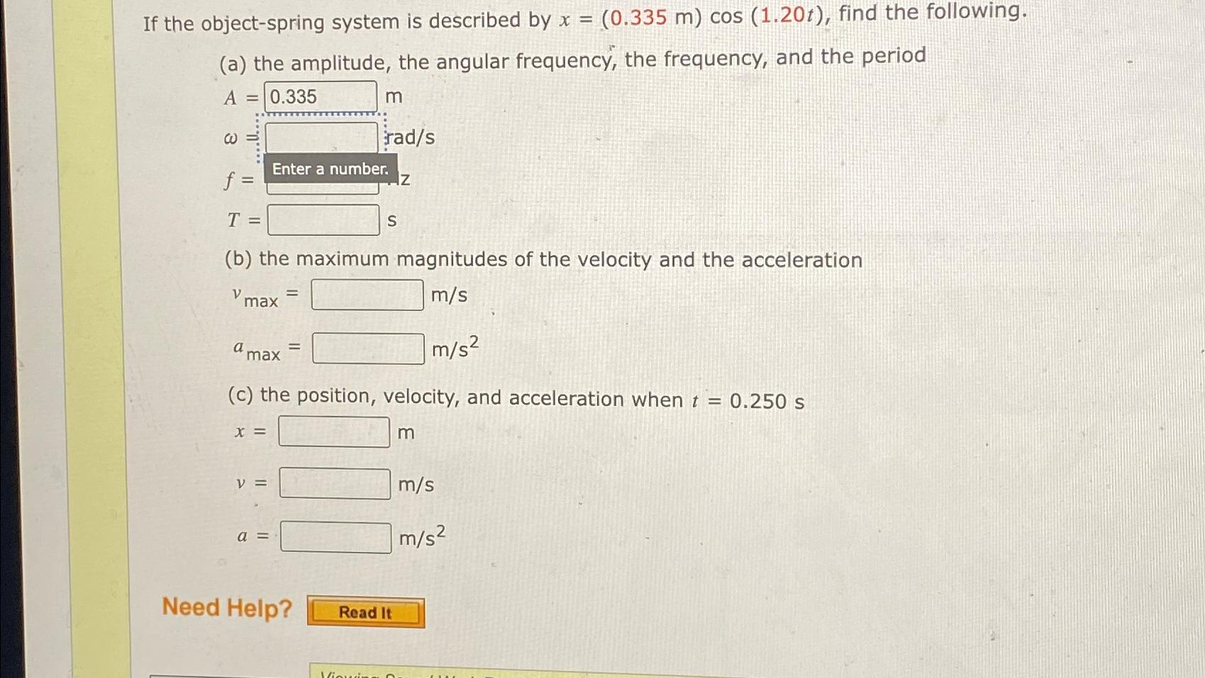 Solved If the object-spring system is described by | Chegg.com