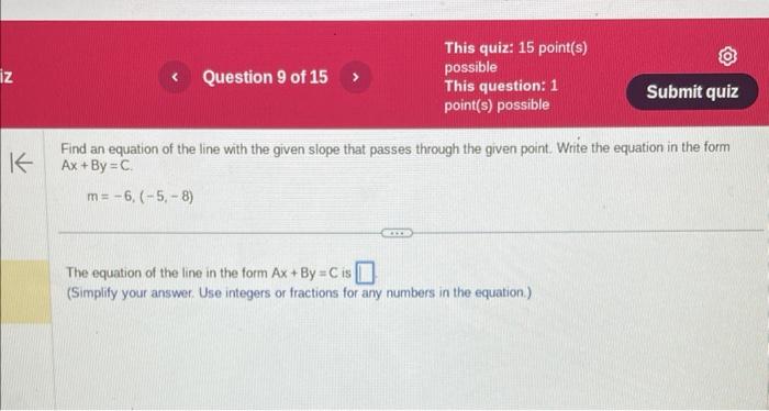 Solved Find an equation of the line with the given slope | Chegg.com
