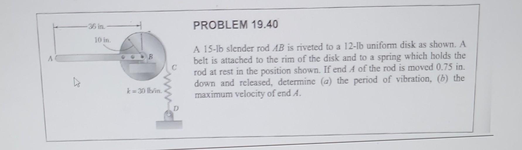 Solved A 15 -lb slender rod AB is riveted to a 12−lb uniform
